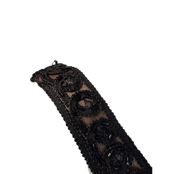 Sue Wong Cocktail Dress Size 12 Black Nude Lining Lace Beaded Altered - Picture 3 of 7